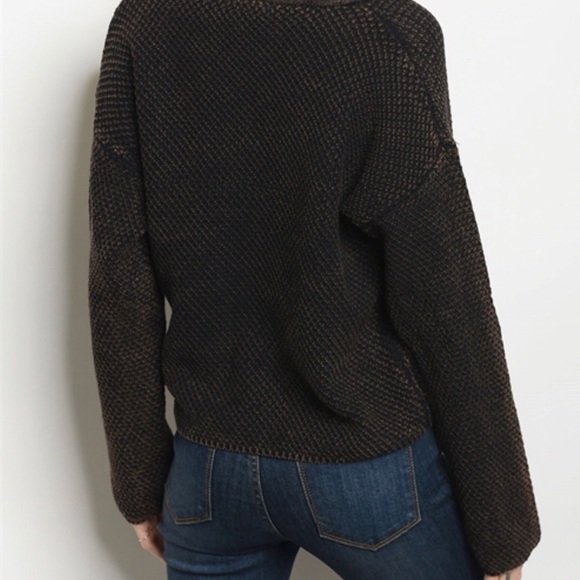 Very J acid wash thermal Waffle Knit slouchy top - Picture 2 of 8